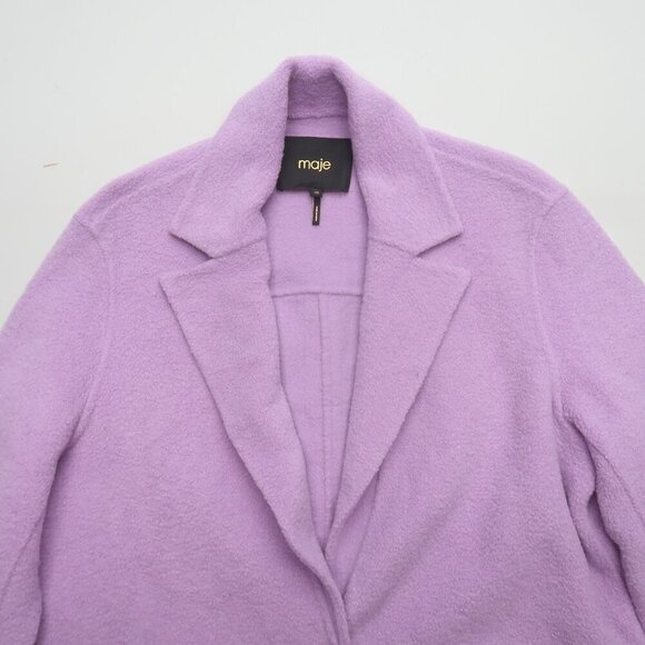 Maje Gabriela Bouclé Coat Purple Size 38 / Medium - Picture 4 of 13